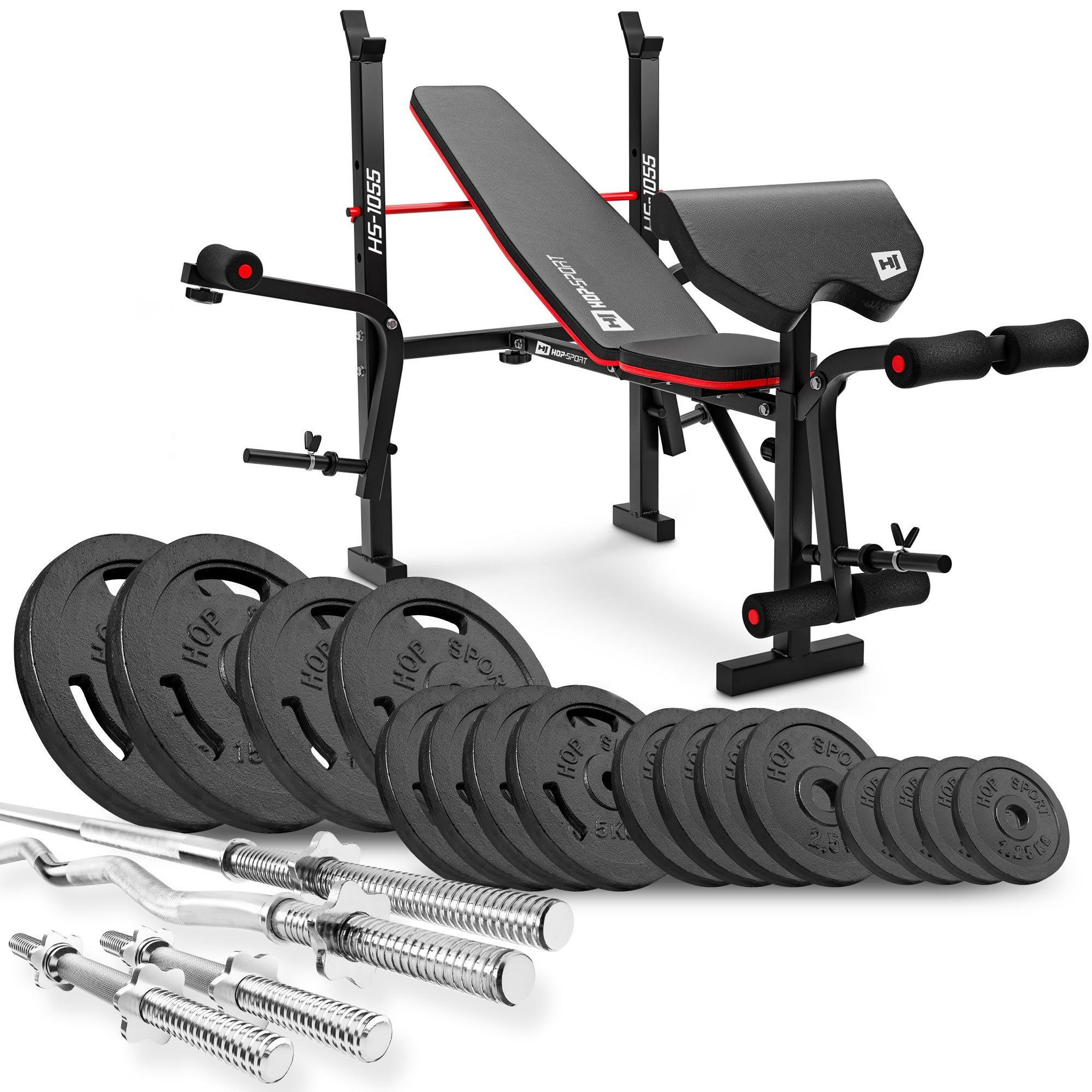 Zestaw kulturystyczny Hop-Sport Strong 106kg z ławką HS-1055