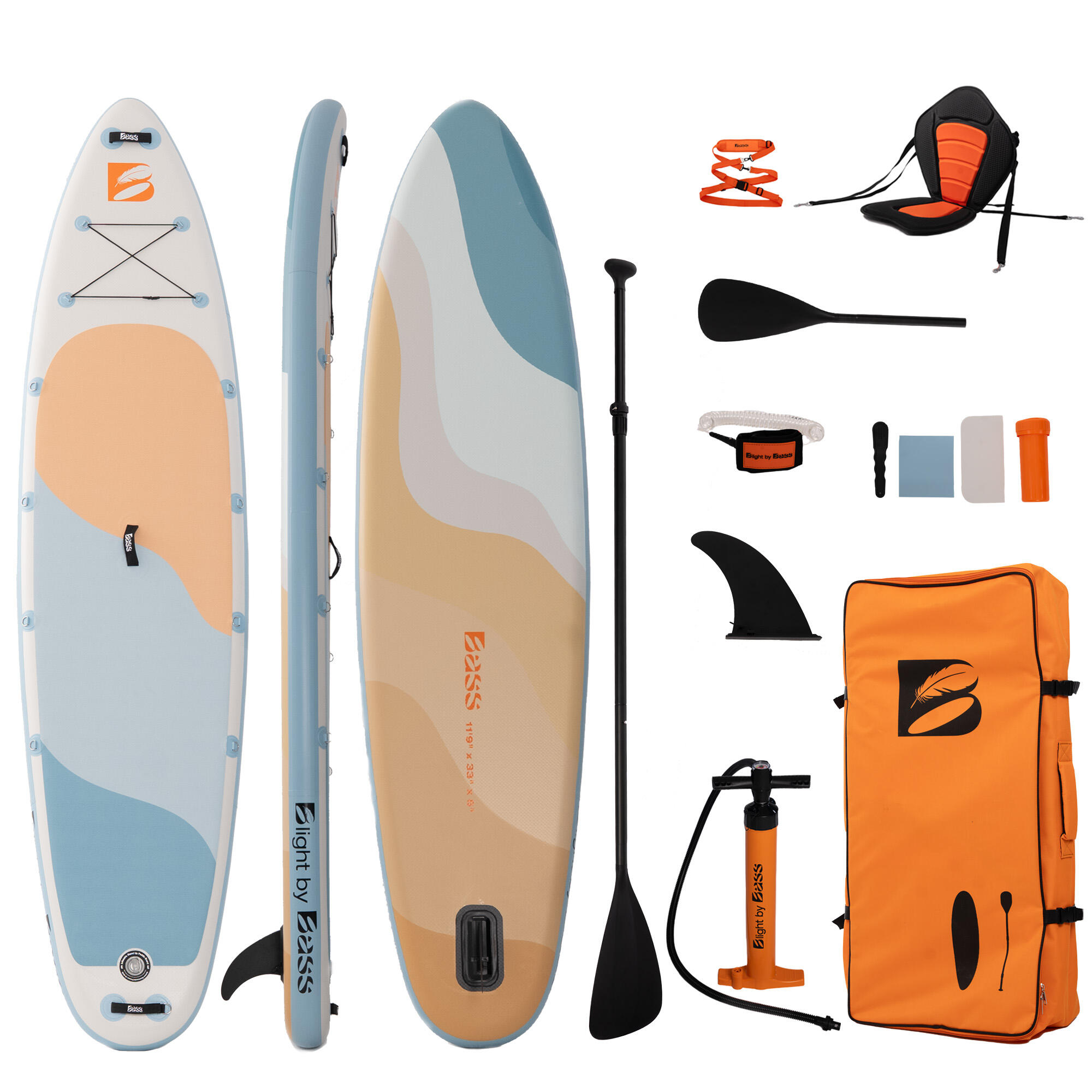 Zgrzewana deska SUP Light by Bass 358cm – zestaw z siedziskiem