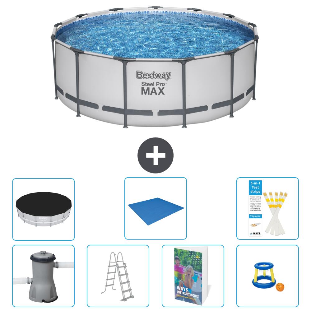 BESTWAY Basen Steel Pro MAX Okrągły - 427x84 cm - 8-częściowy S568