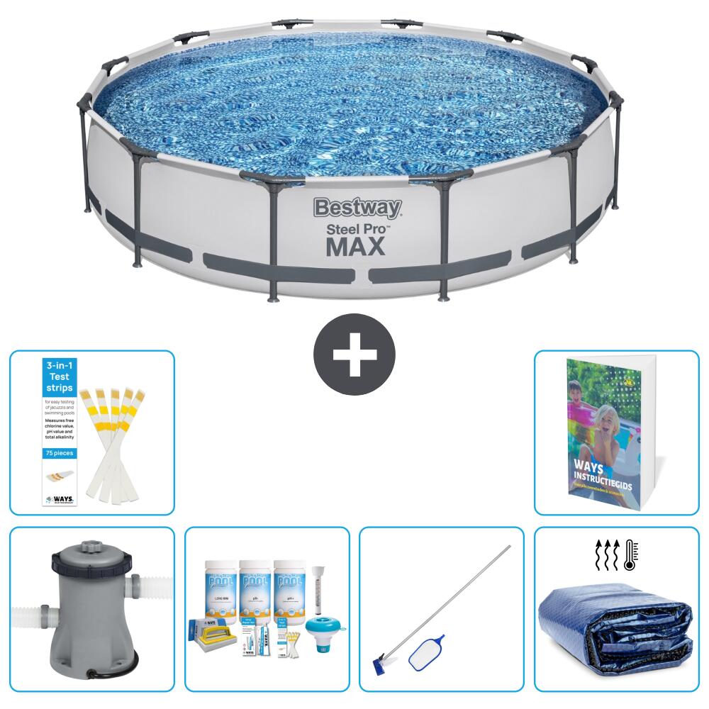 BESTWAY Basen Steel Pro MAX Okrągły - 366x76 cm - 7-częściowy S267