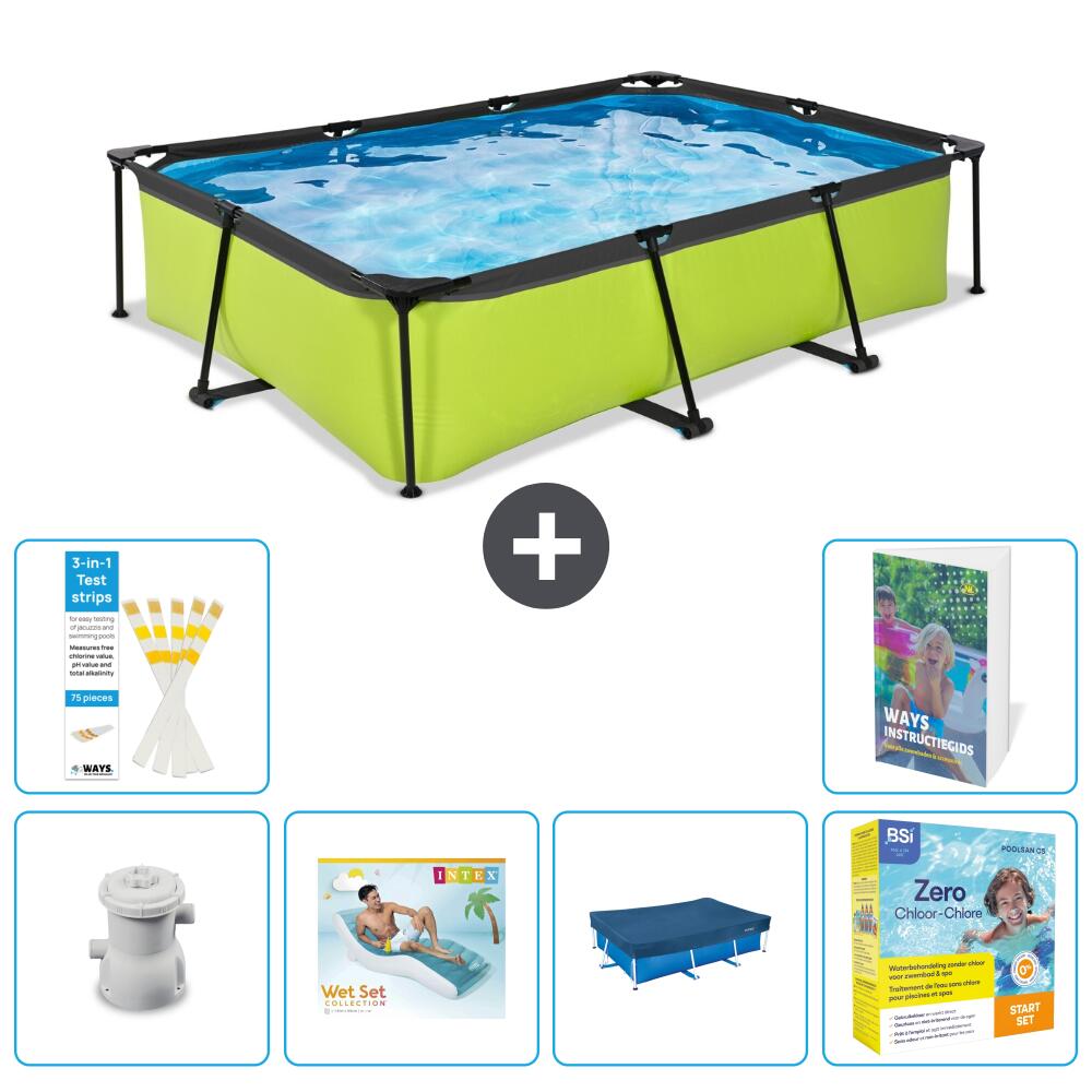 EXIT TOYS Basen Prostokątny - 300x200x65 cm - 7-częściowy S291