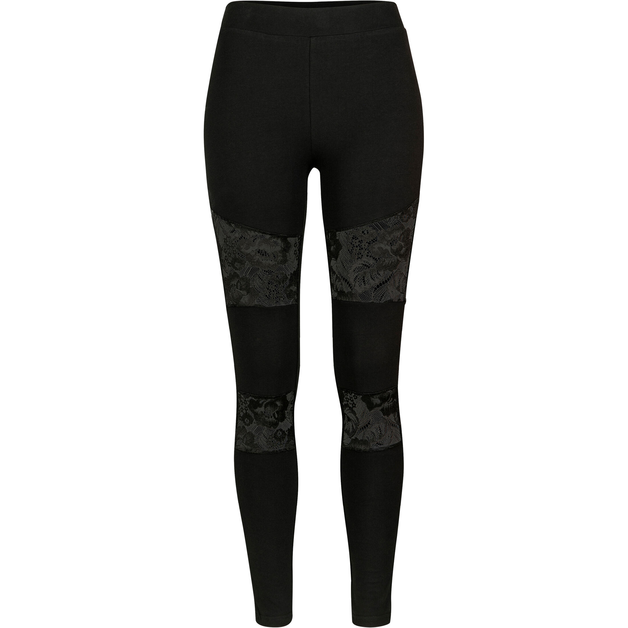 Legginsy damskie miejskie klasyczne wstawki z koronki gt