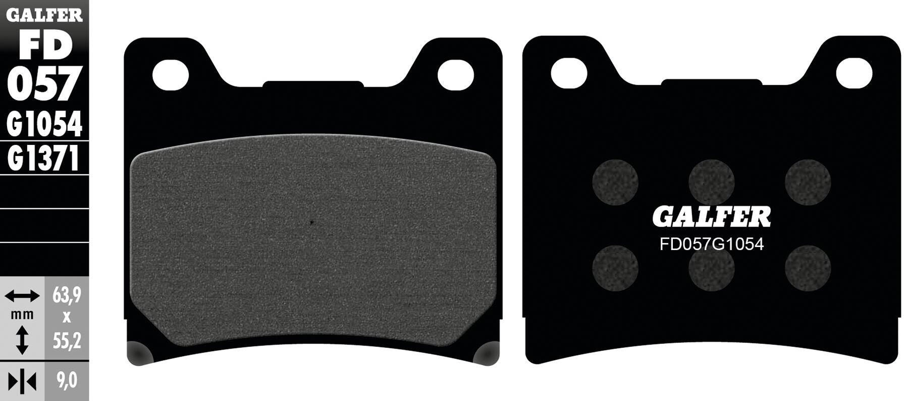 GALFER klocki hamulcowe FD057 (G1054) tarcza 63,9×55,2×9,0 mm