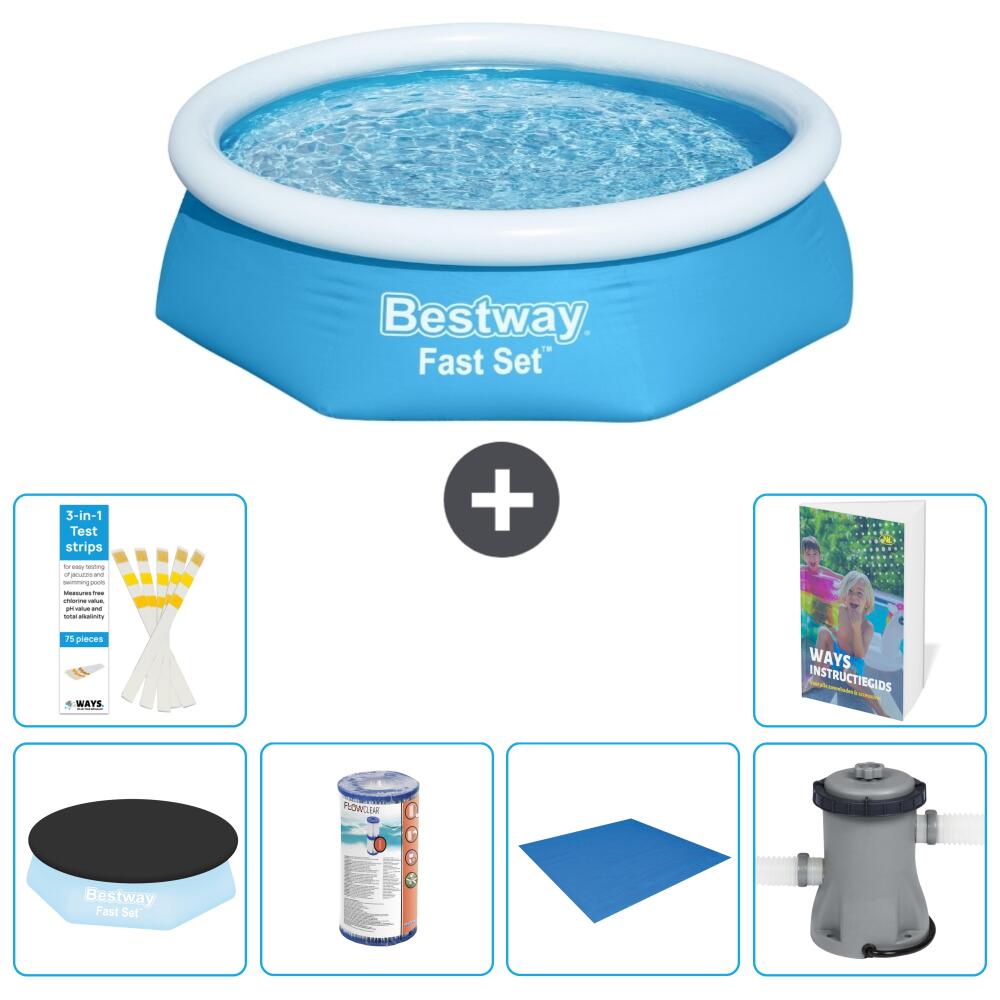 BESTWAY Basen Fast Set Okrągły - 244x61 cm - 7-częściowy S167