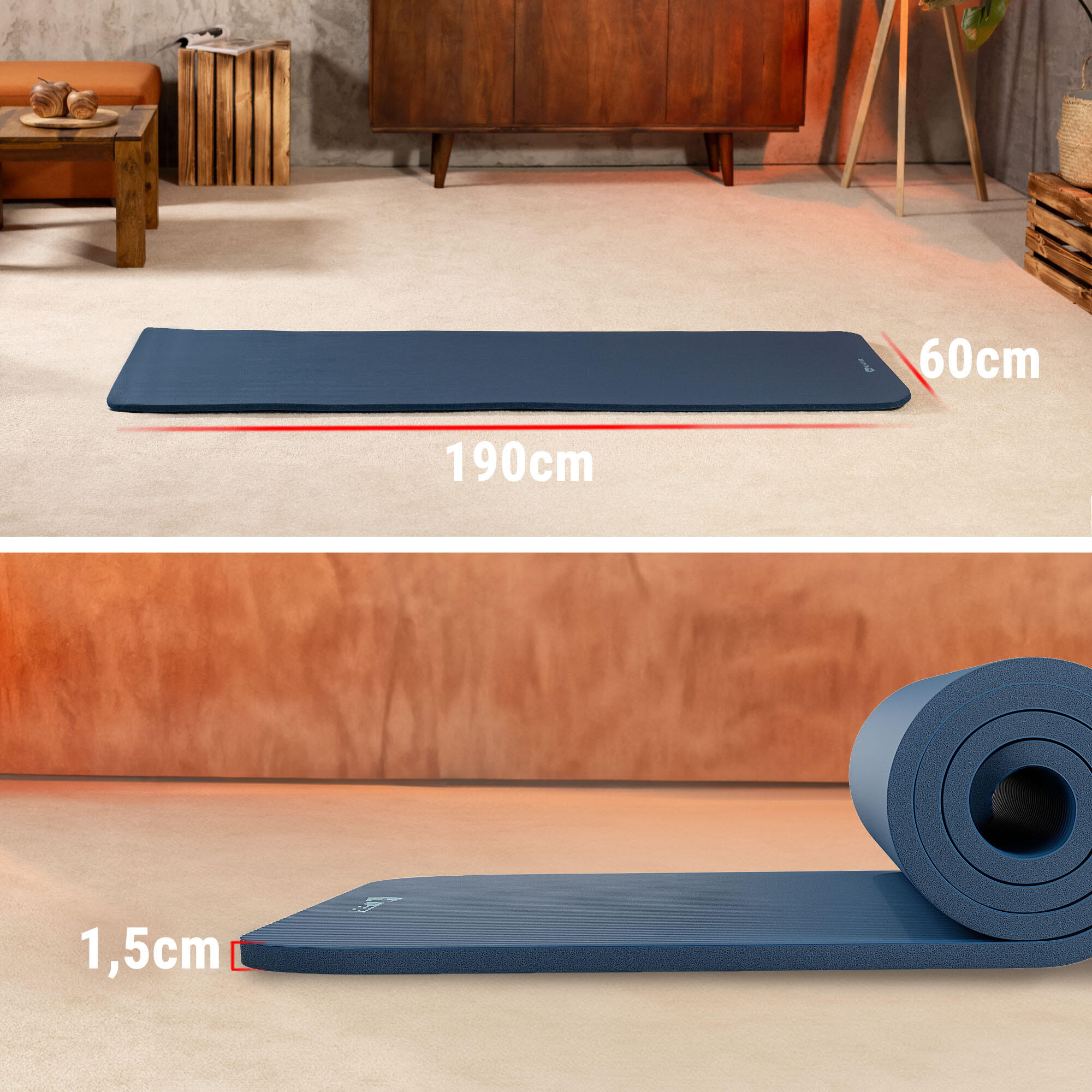 Mata fitness NBR 1,5cm - 190x60cm