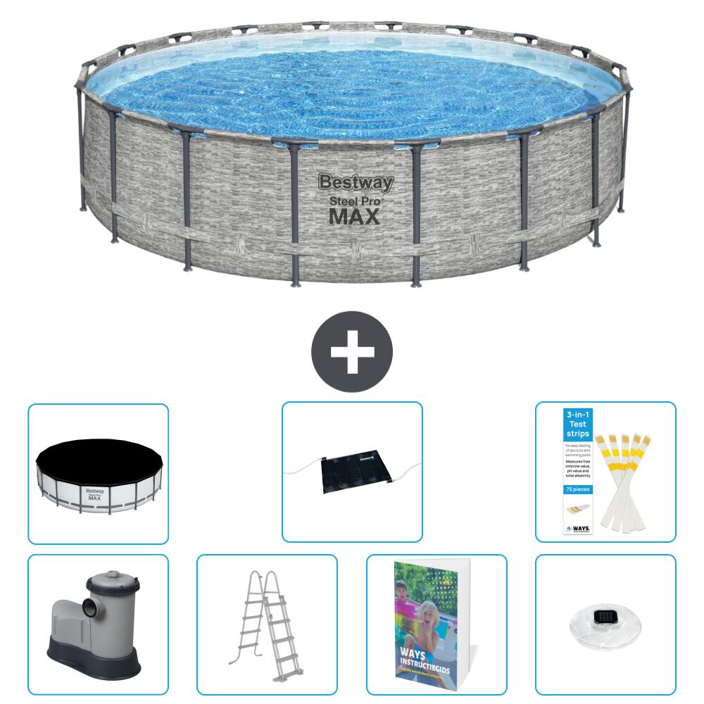 BESTWAY Basen Steel Pro MAX Okrągły - 549x122 cm - 8-częściowy S598