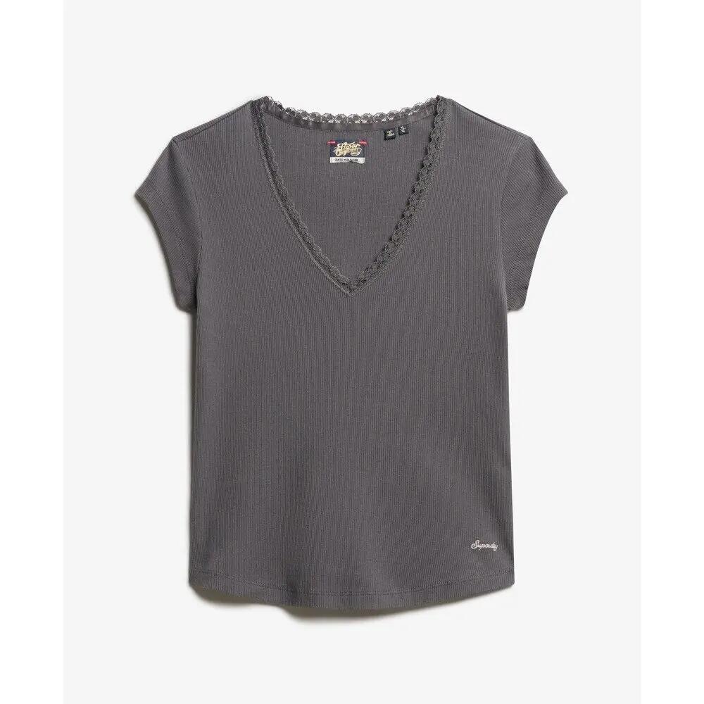T-shirt z dekoltem w serek z koronkowym wykończeniem dla kobiet Superdry Athleti