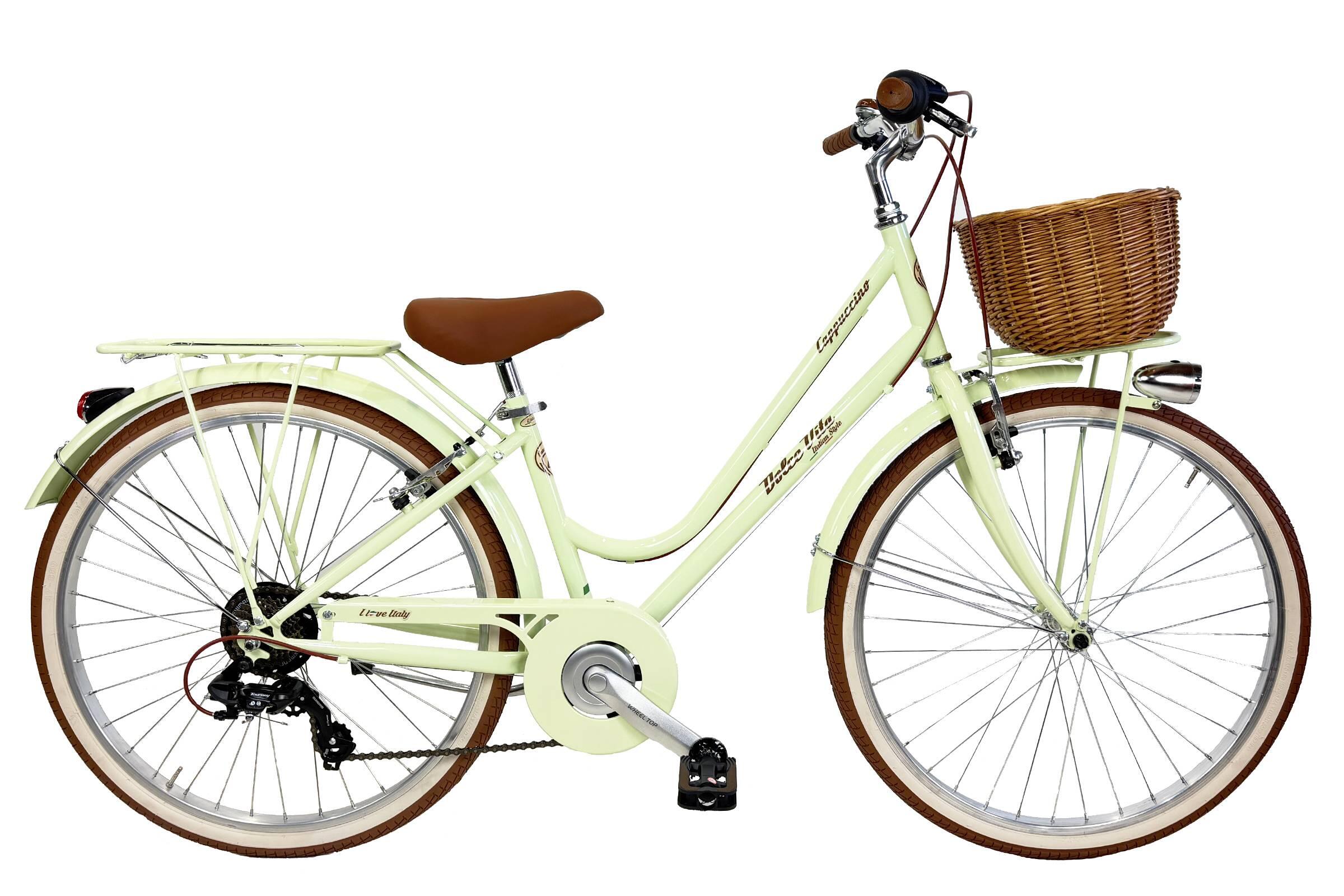 Rower miejski Dolce Vita CAPPUCCINO 26 kobieta z koszykiem - Jasnozielony