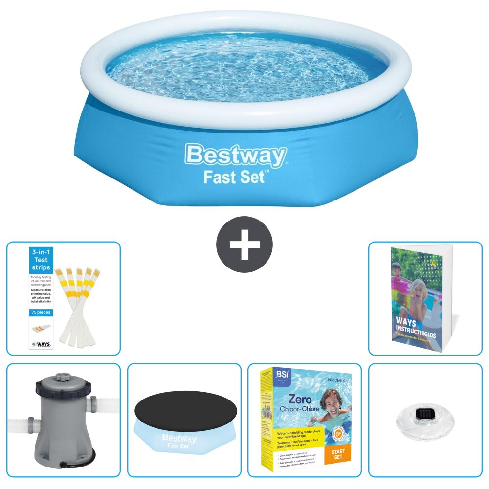 BESTWAY Basen Fast Set Okrągły - 244x61 cm - 7-częściowy S178
