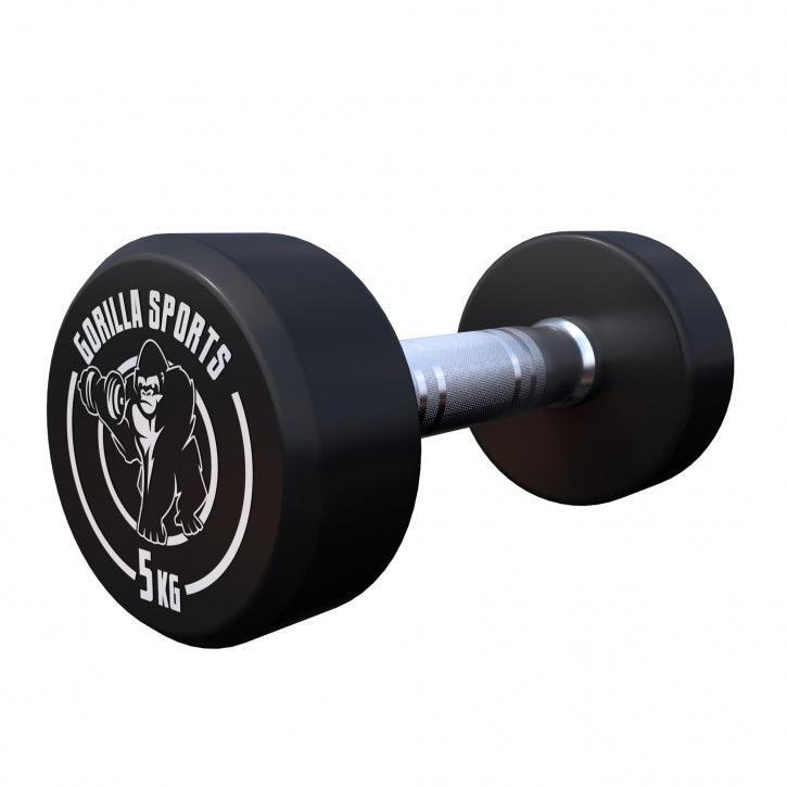 Hantla stała 15 kg żeliwna gumowana profesjonalna Gorilla Sports