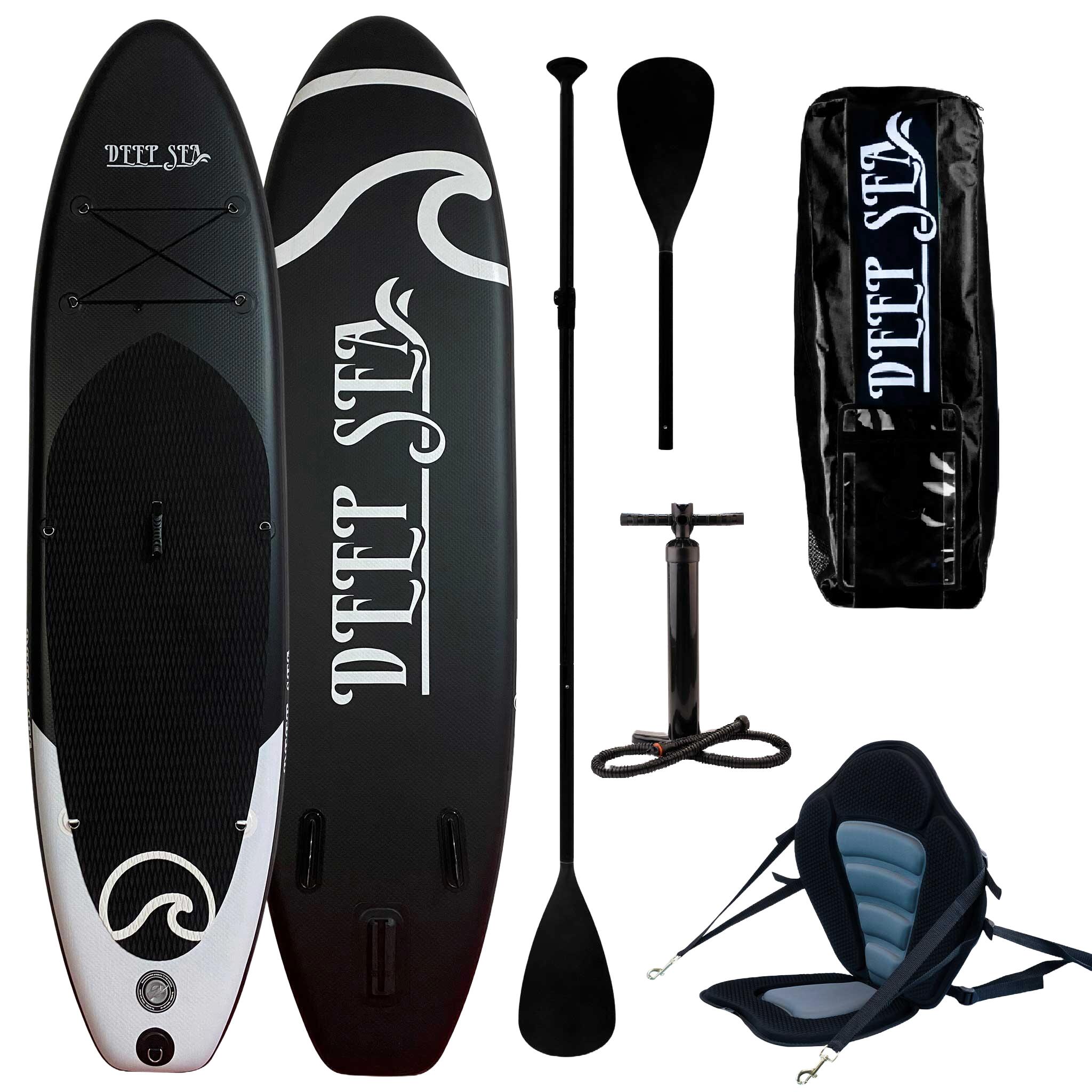 Zestaw do deski SUP Deep Sea Kayak Pro 300cm, Czarny