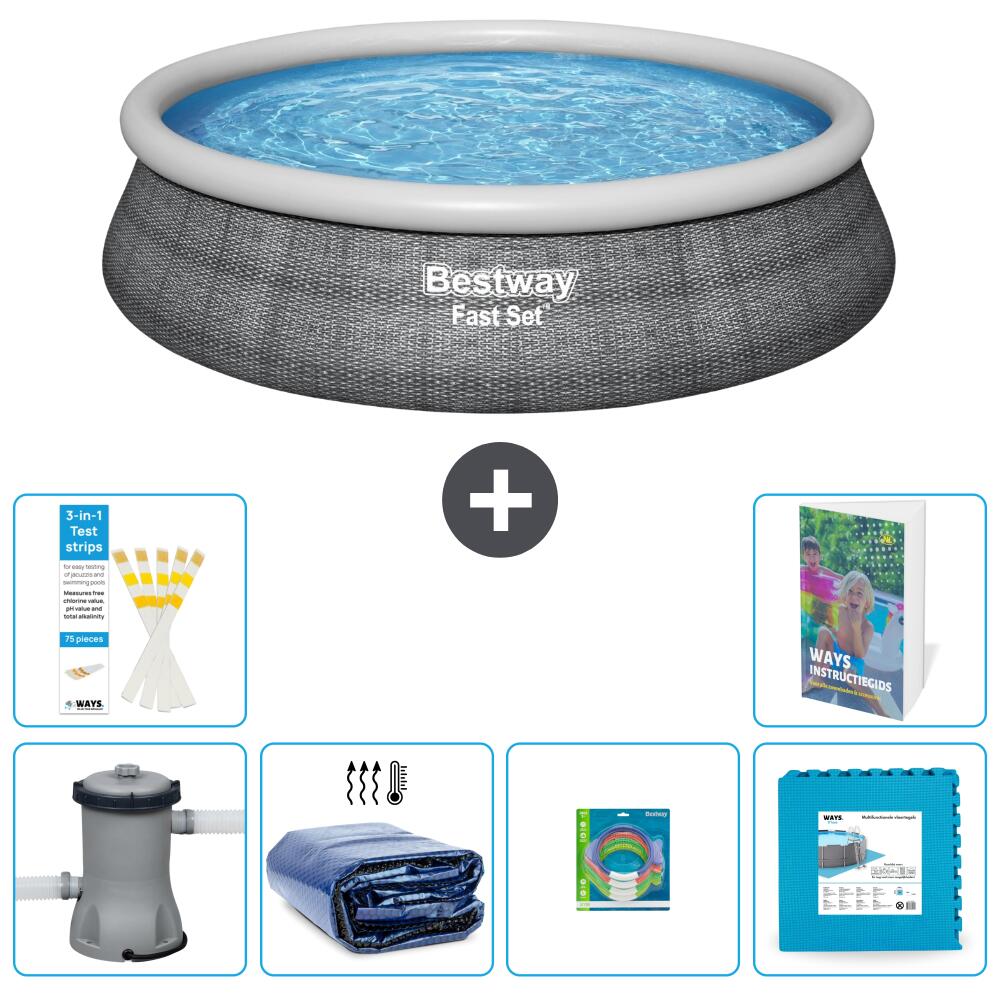 BESTWAY Basen Fast Set Okrągły - 457x84 cm - 7-częściowy S229