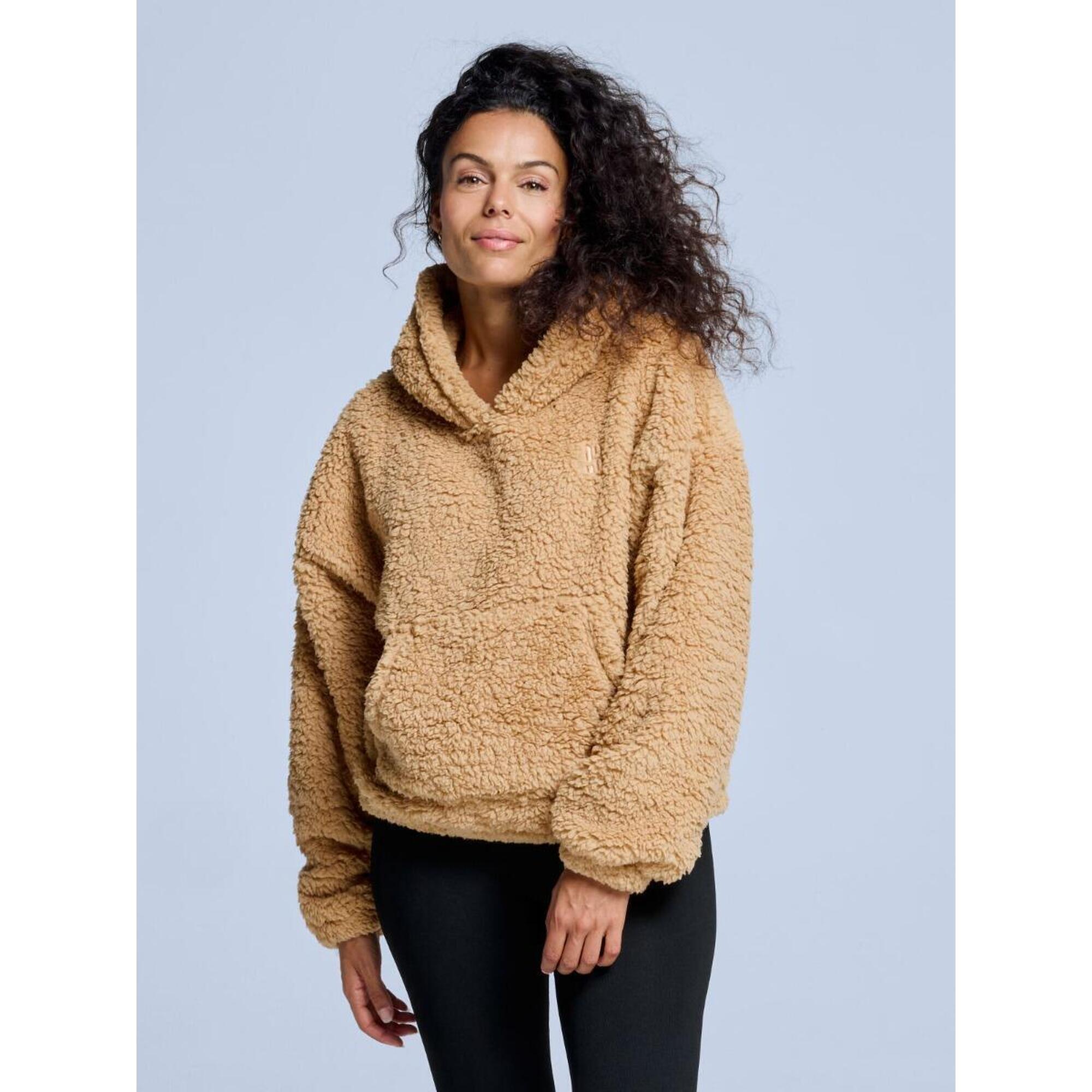 Bluza z kapturem Fluffy - damska - na cztery pory roku - Teddy - Ciepły piasek