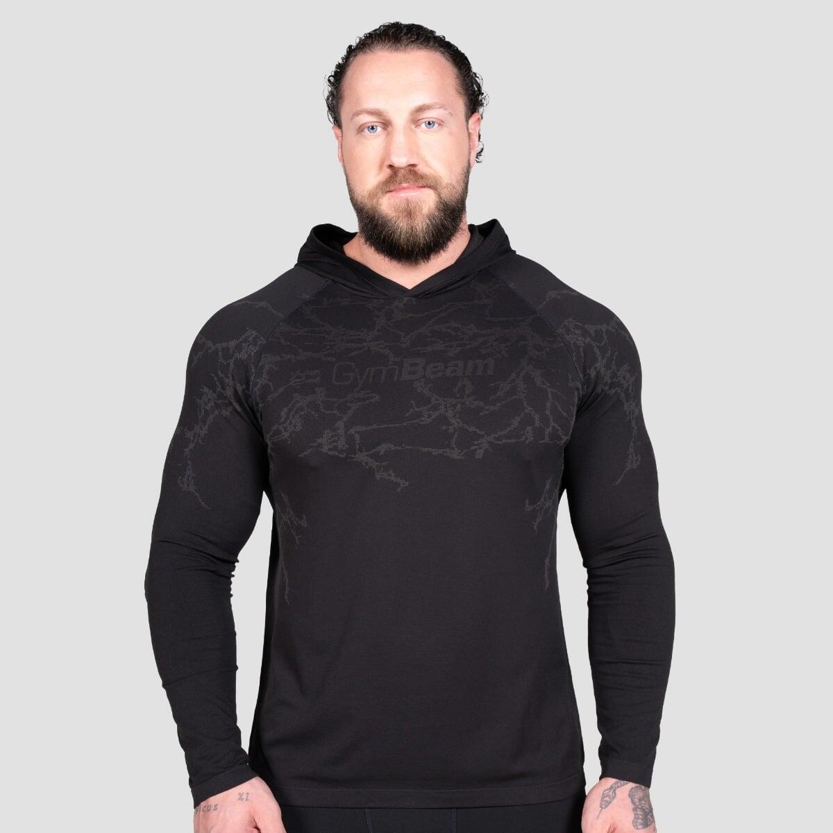 Koszulka męska fitness z kapturem czarna Static