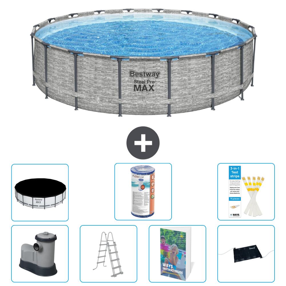 BESTWAY Basen Steel Pro MAX Okrągły - 549x122 cm - 8-częściowy S619