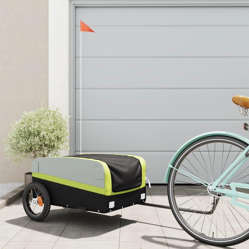 VidaXL przyczepka rowerowa 30 kg żelazna czarno-zielona