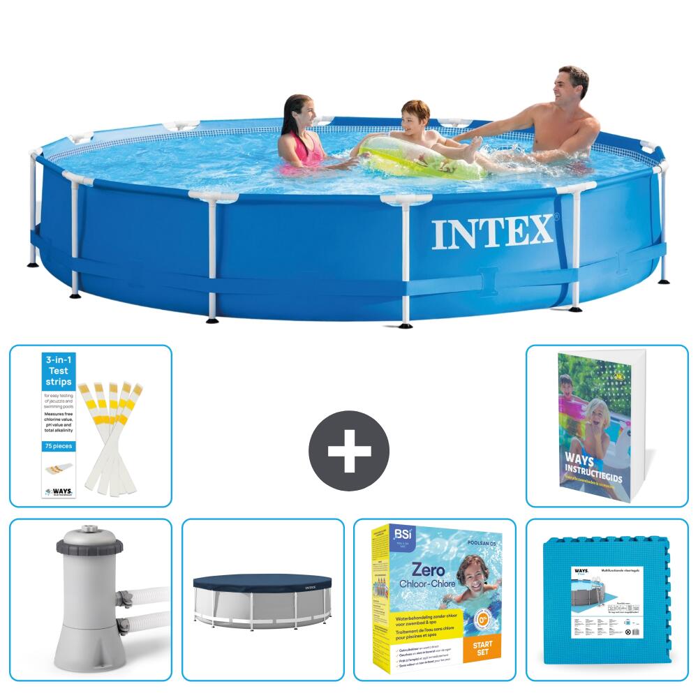 INTEX Basen ze stelażem Okrągły - 366x76 cm - 7-częściowy S218