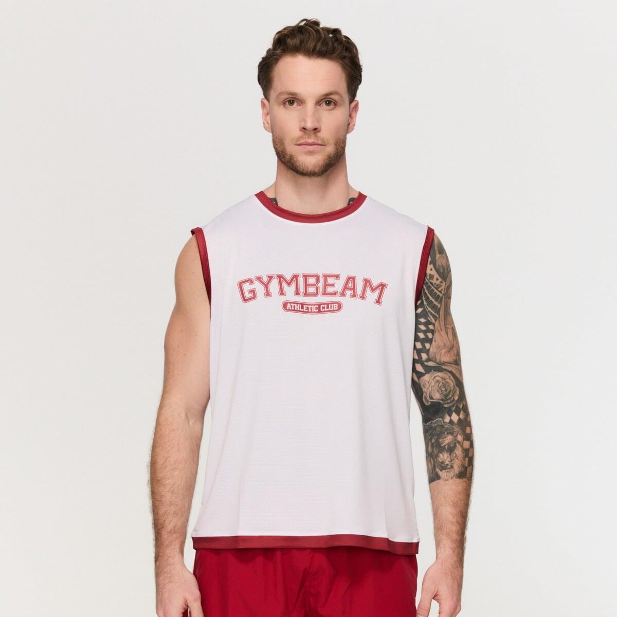 Tank top męski fitness oversize biały Varsity