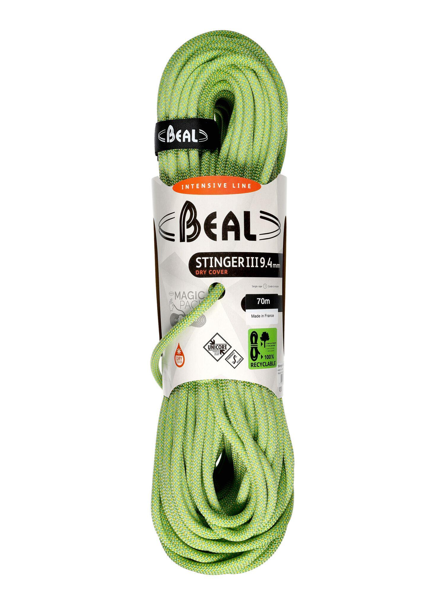 Lina wspinaczkowa Beal Stinger III 9,4 mm 70 m Unicore Dry Cover - anis