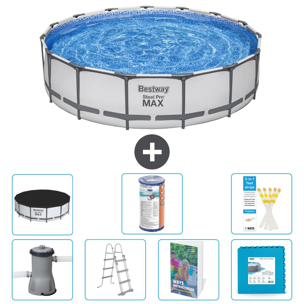 BESTWAY Basen Steel Pro MAX Okrągły - 457x122 cm - 8-częściowy S602