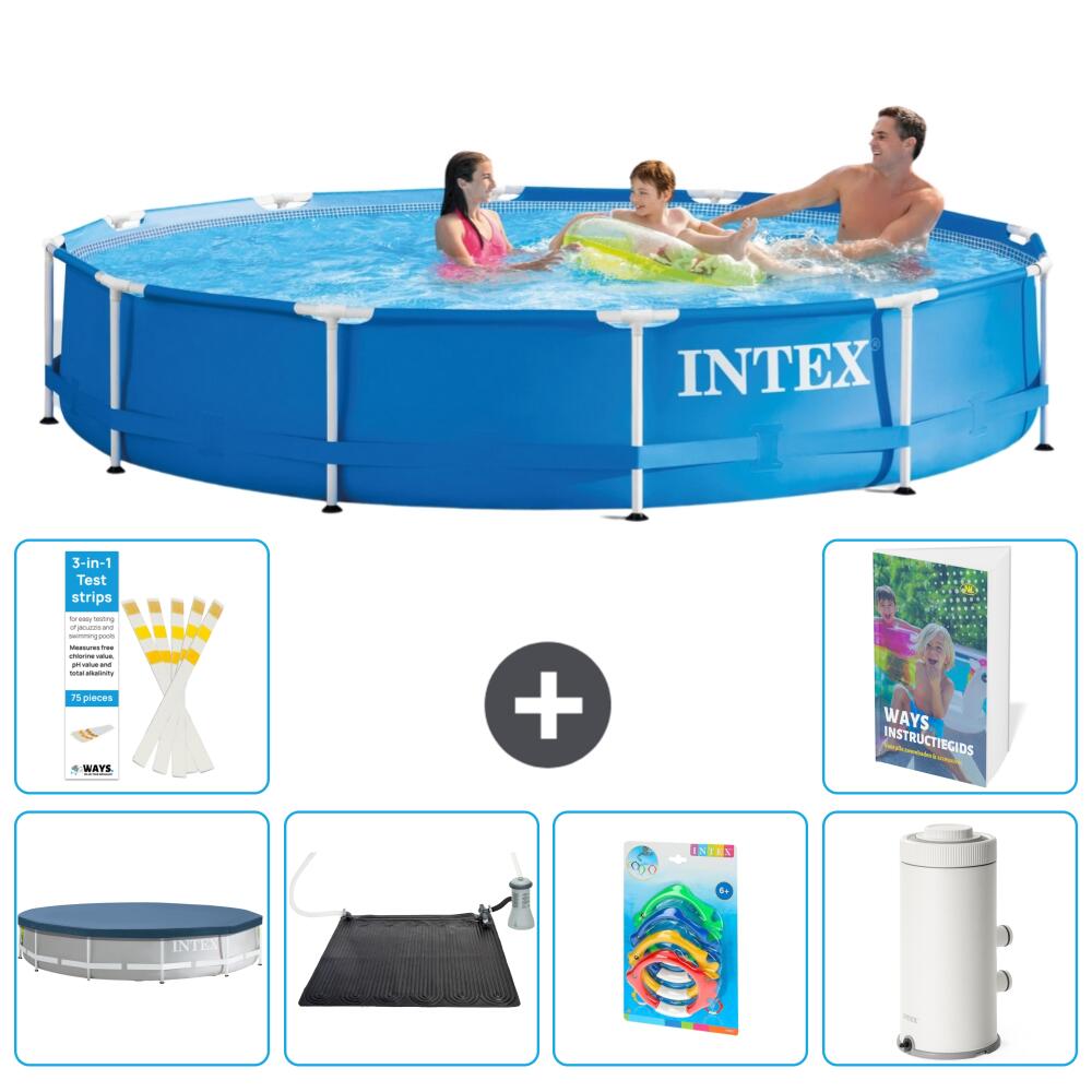 INTEX Basen ze stelażem Okrągły - 366x76 cm - 7-częściowy S118