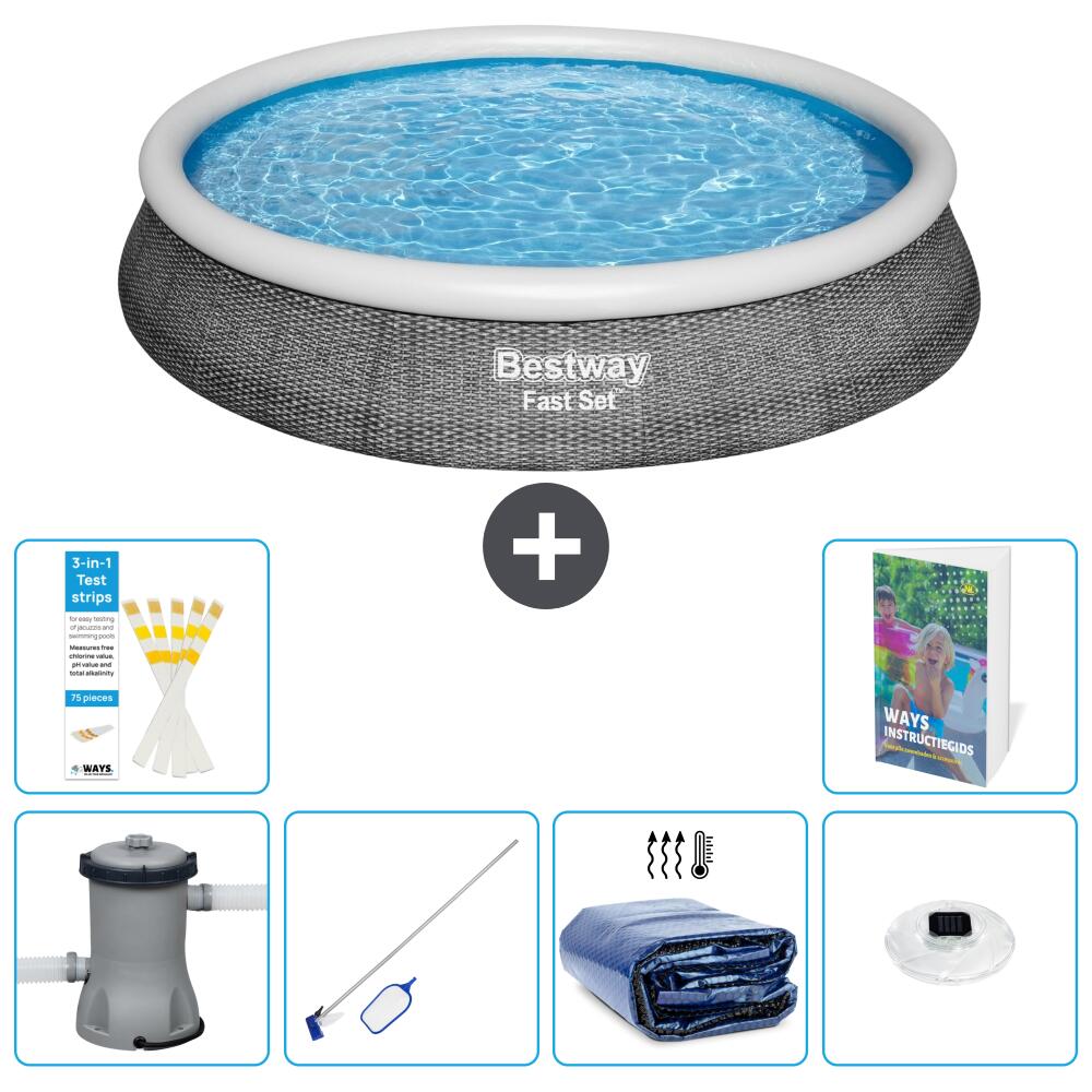 BESTWAY Basen Fast Set Okrągły - 396x84 cm - 7-częściowy S305
