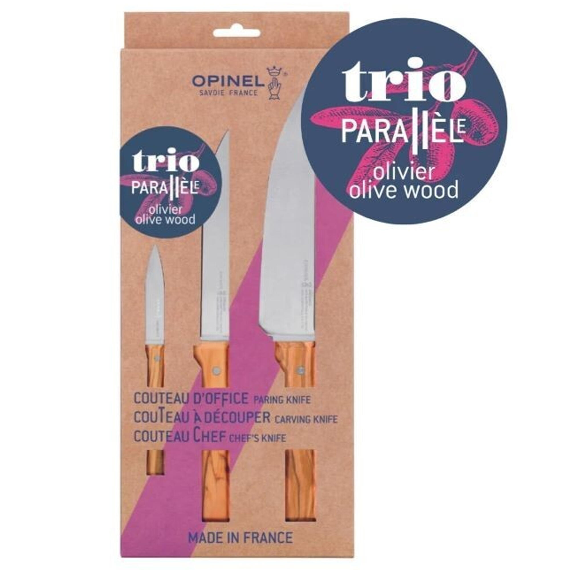 Zestaw 3 noży kuchennych Trio Olive