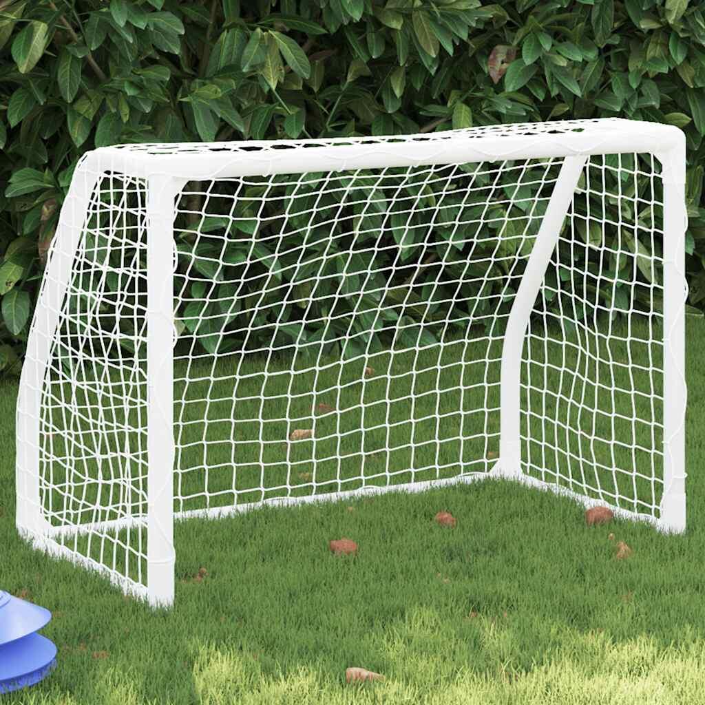 VidaXL Bramki piłkarskie dla dzieci 2 szt. z piłką 64x35x48 cm metal biały