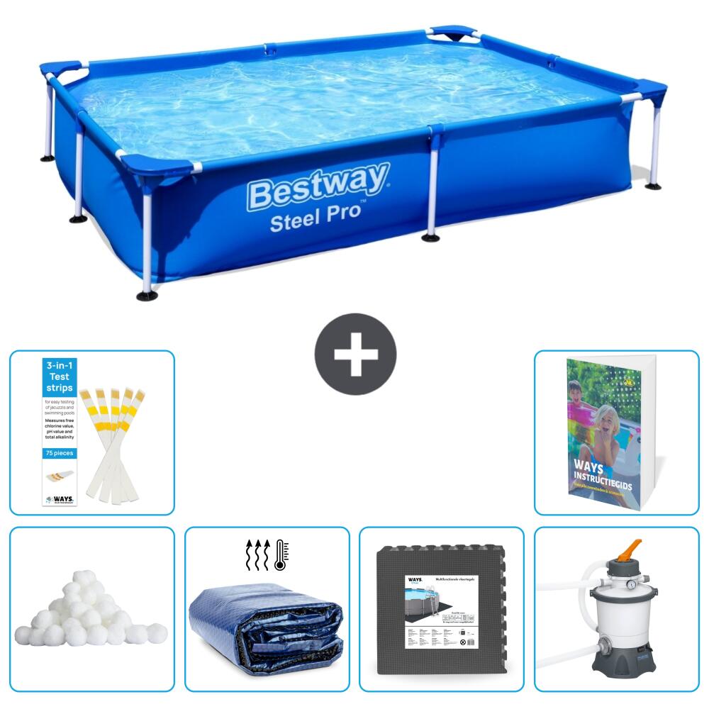 BESTWAY Basen Steel Pro Prostokątny - 221x150x43 cm - 7-częściowy S31