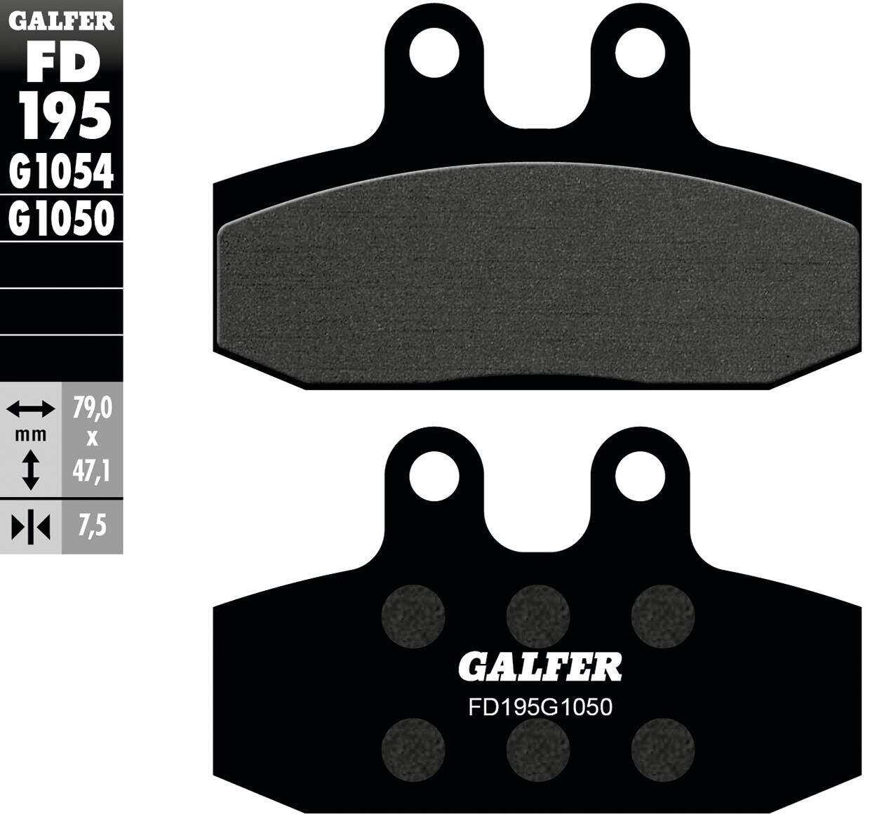 GALFER FD195 organiczne klocki hamulcowe do skutera 79 x 47,1 x 7,5 mm