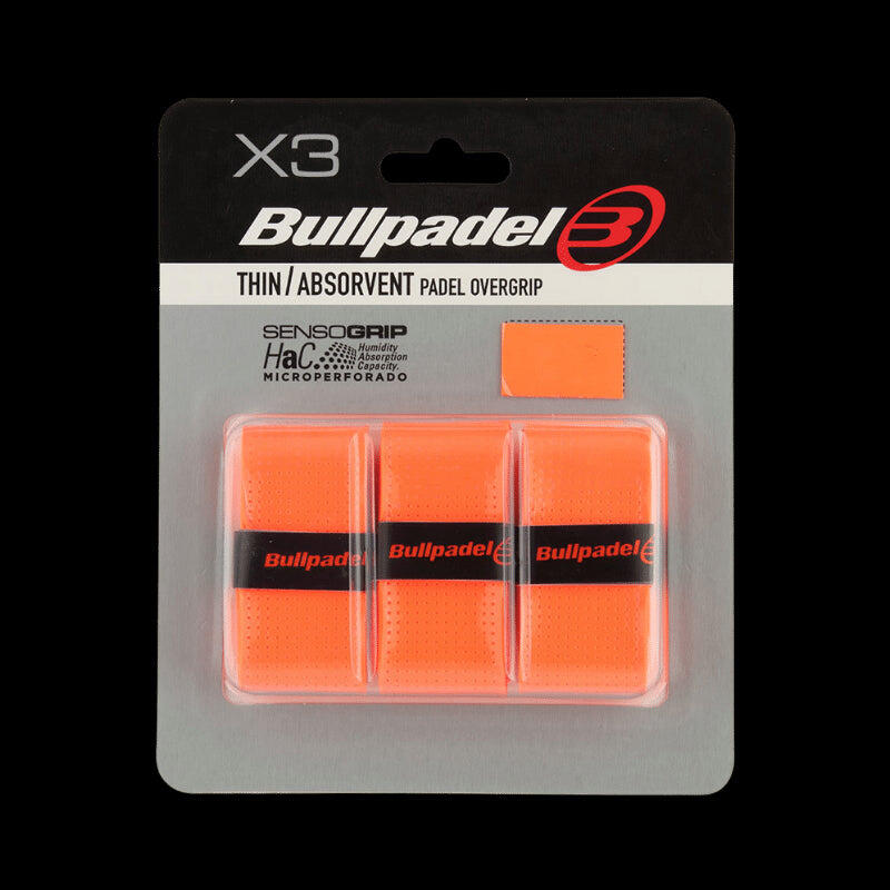 Bullpadel komplet 3 perforowanych overgripów pomarańczowy