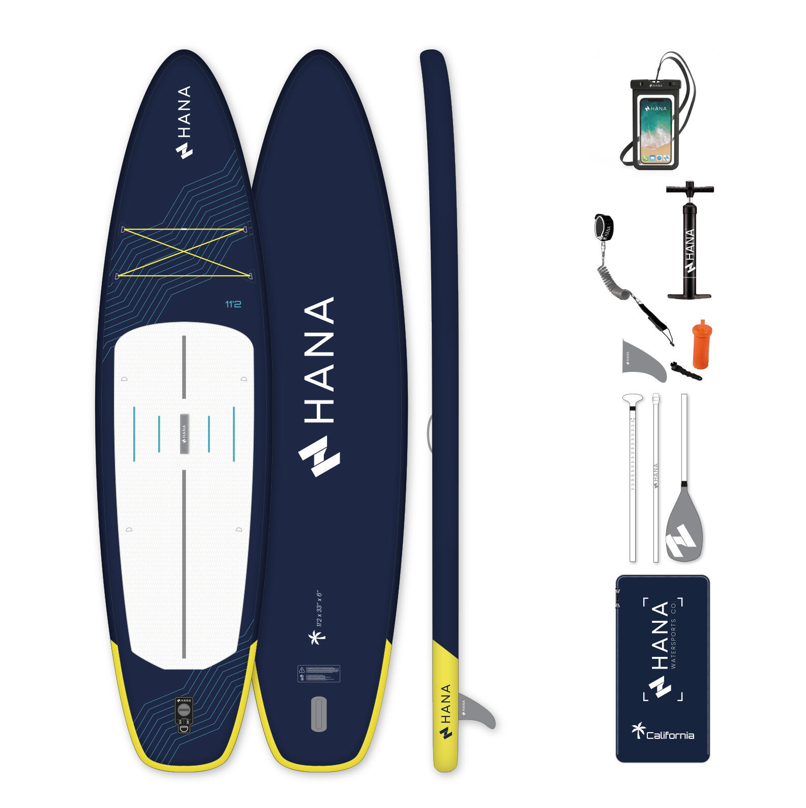 Stand-Up Paddle HANA 11’2 California Pack Kolor Granatowy + Etui na telefon