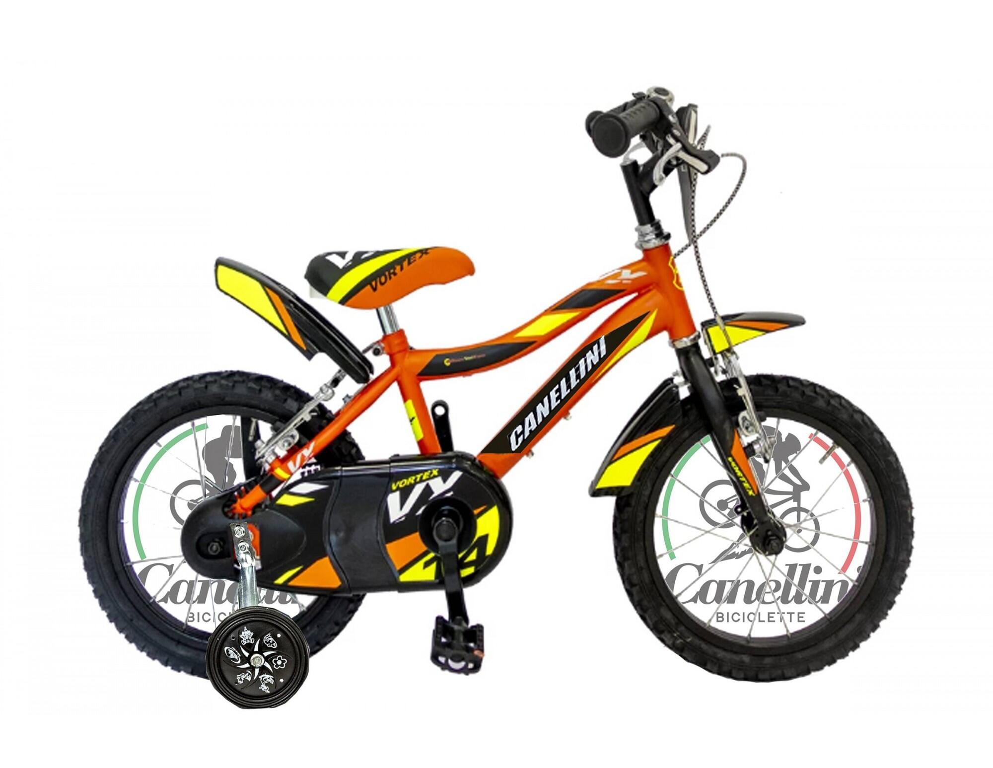Rower Dziecięcy MTB Canellini VORTEX 14 - Pomarańczowy/Czarny/Żółty