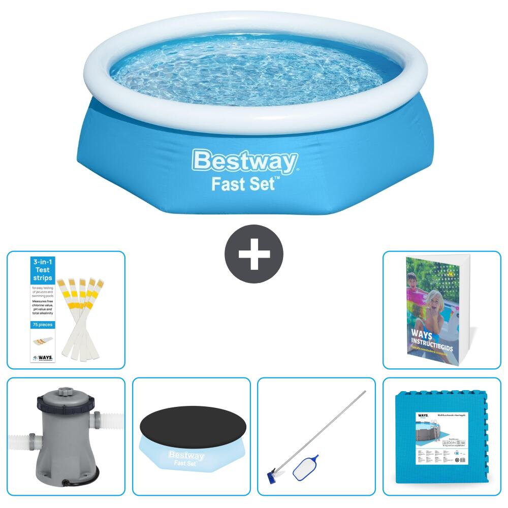 BESTWAY Basen Fast Set Okrągły - 244x61 cm - 7-częściowy S191