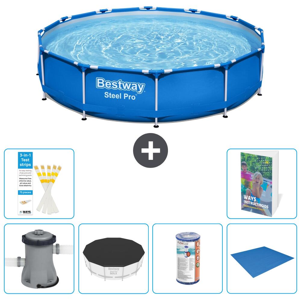 BESTWAY Basen Steel Pro Okrągły - 366x76 cm - 7-częściowy S341