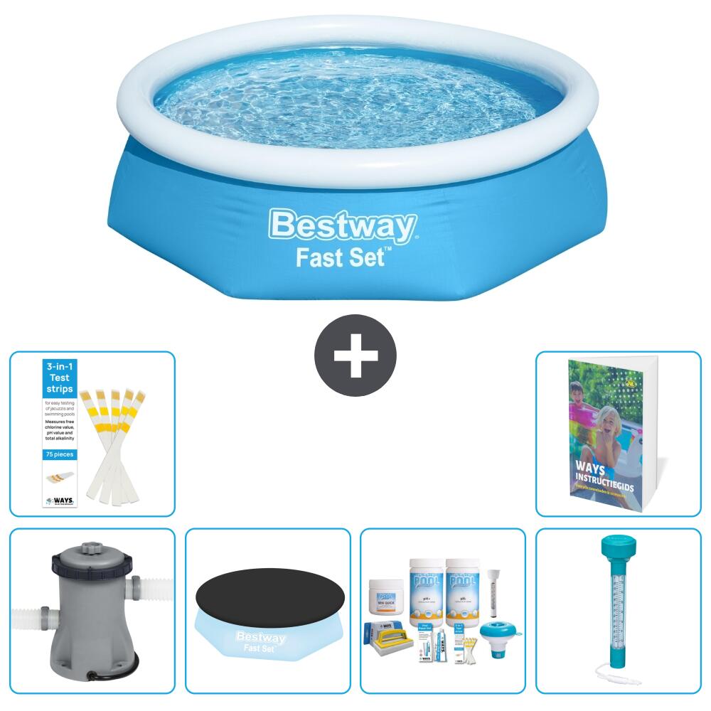 BESTWAY Basen Fast Set Okrągły - 244x61 cm - 7-częściowy S226