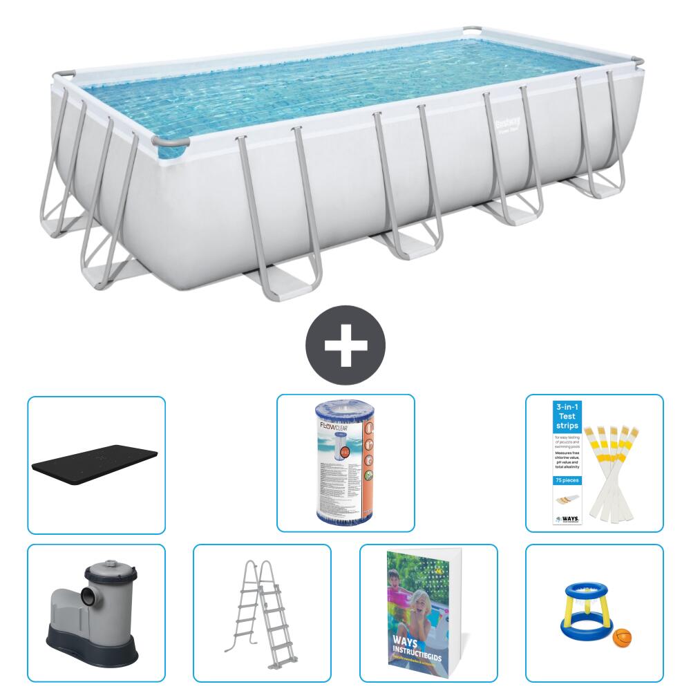 BESTWAY Basen Power Steel Prostokątny - 549x274x122 cm - 8-częściowy S541