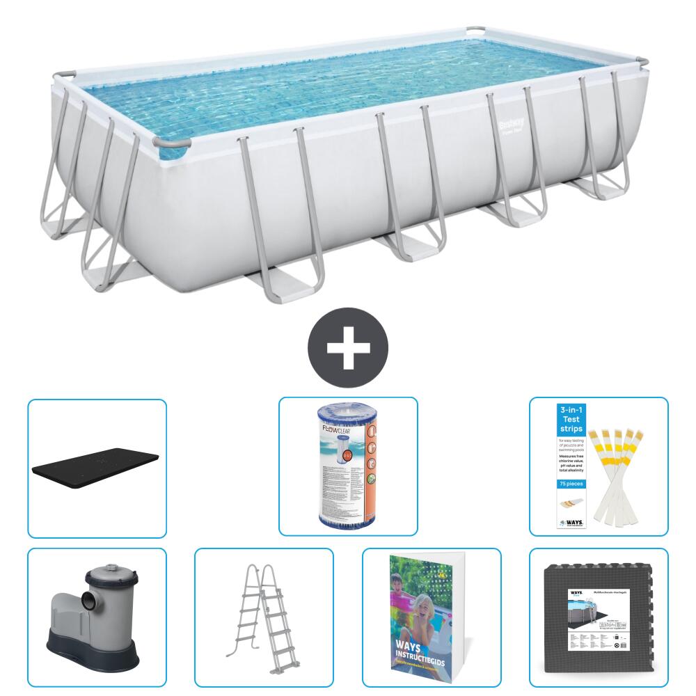 BESTWAY Basen Power Steel Prostokątny - 549x274x122 cm - 8-częściowy S563