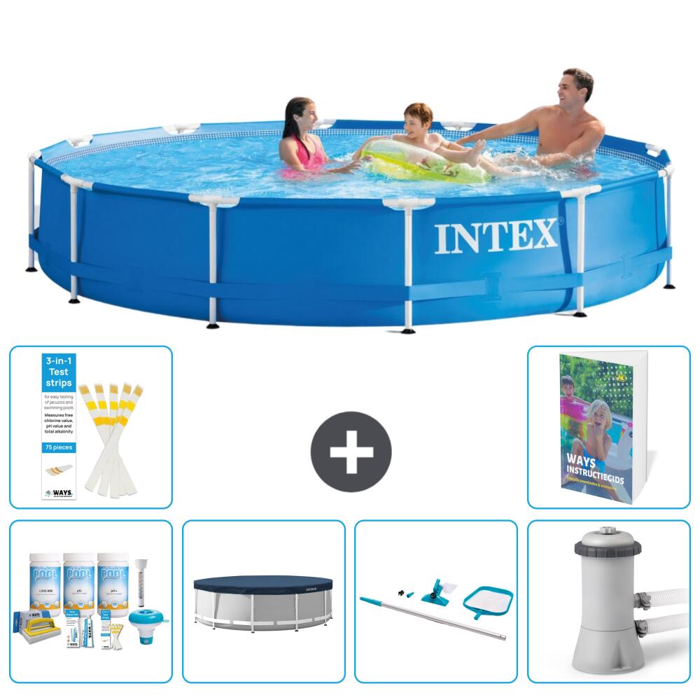 INTEX Basen ze stelażem Okrągły - 366x76 cm - 7-częściowy S162