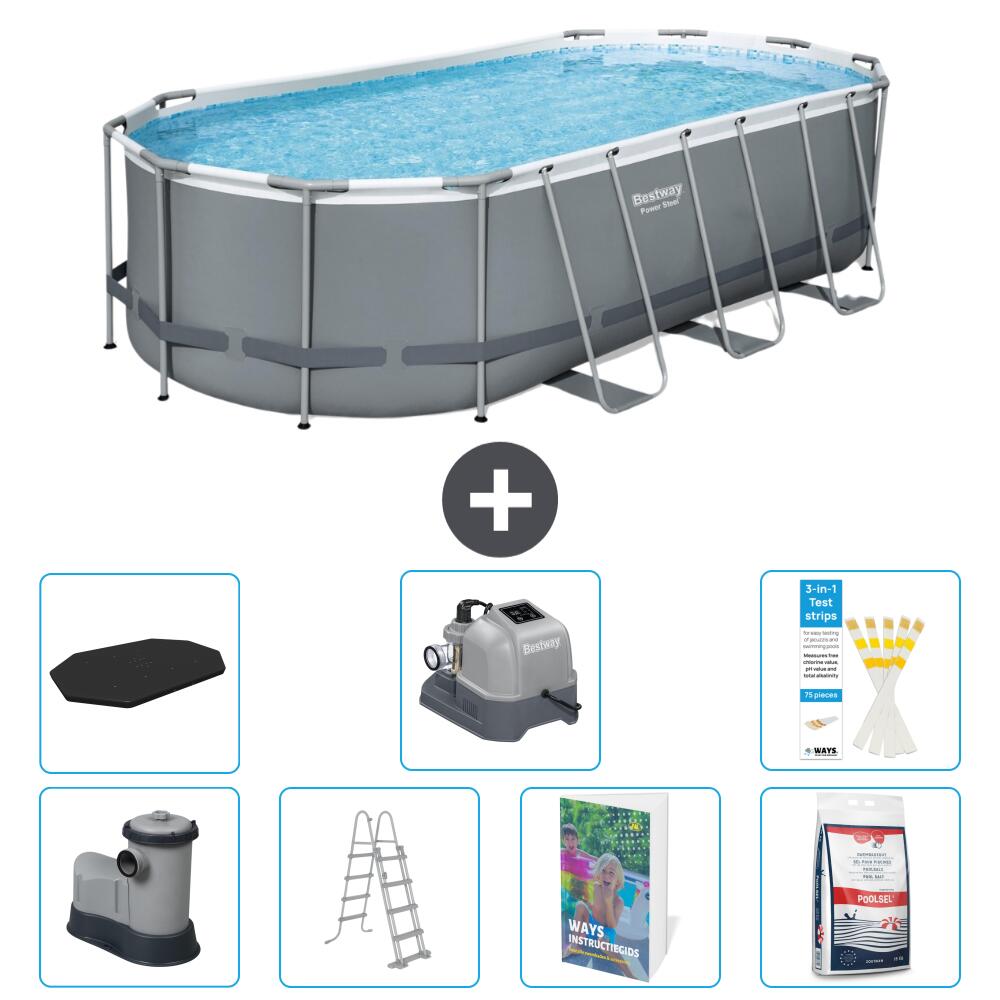 BESTWAY Basen Power Steel Owalny - 549x274x122 cm - 8-częściowy S649