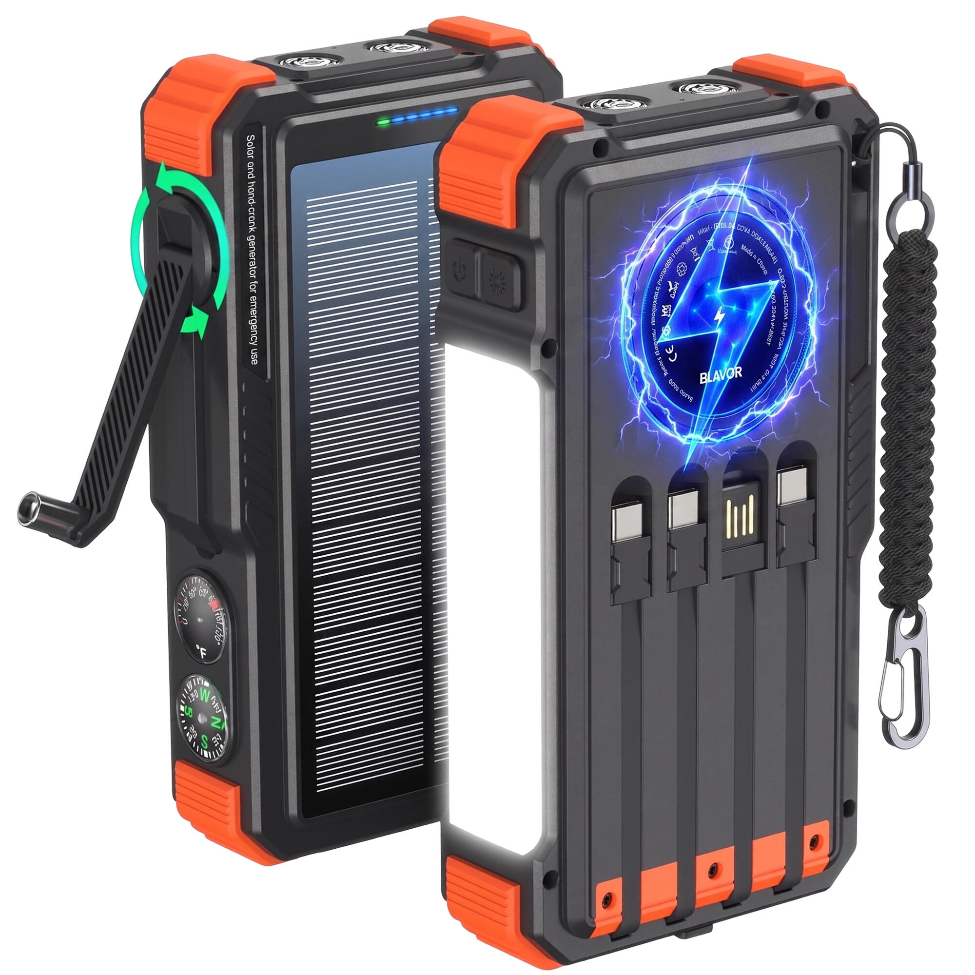 POWERBANK ŁADOWARKA SOLAR 20000mAh ŁADOWARKA INDUKCJA LATARKA DYNAMO KORBKA