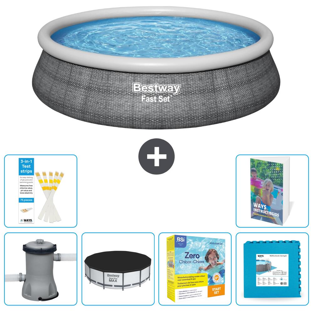 BESTWAY Basen Fast Set Okrągły - 457x84 cm - 7-częściowy S276