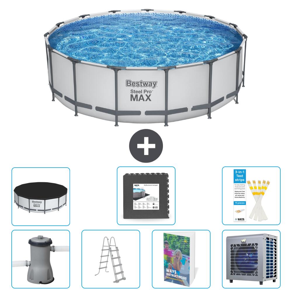 BESTWAY Basen Steel Pro MAX Okrągły - 488x122 cm - 8-częściowy S538