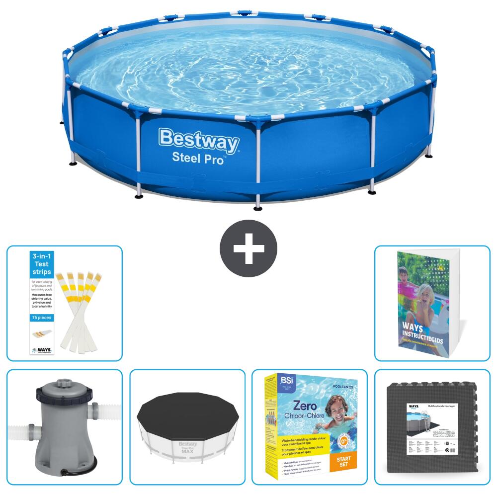 BESTWAY Basen Steel Pro Okrągły - 366x76 cm - 7-częściowy S259