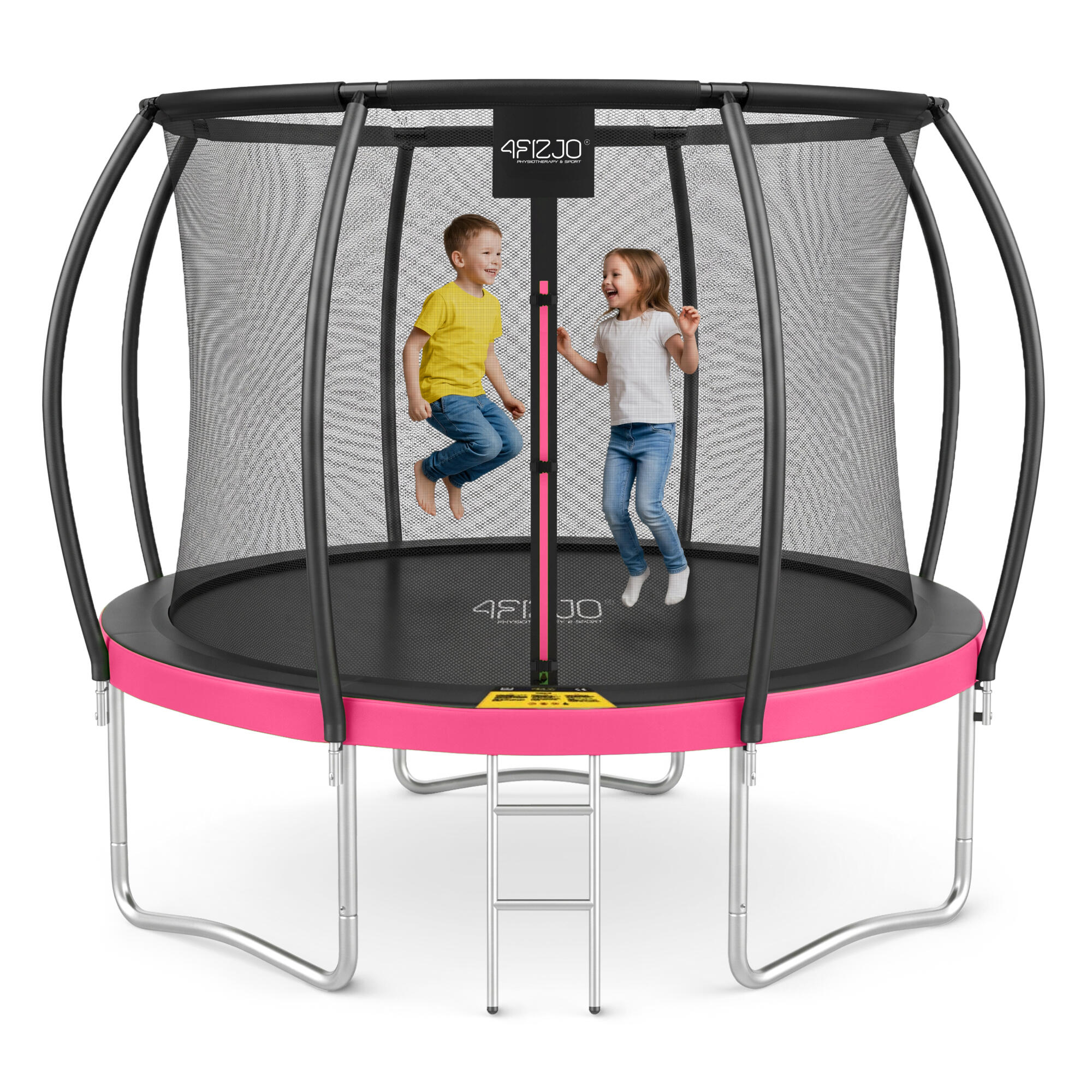 Trampolina ogrodowa dla dzieci 4FIZJO PRO z siatką ochronną 312cm 10FT różowa
