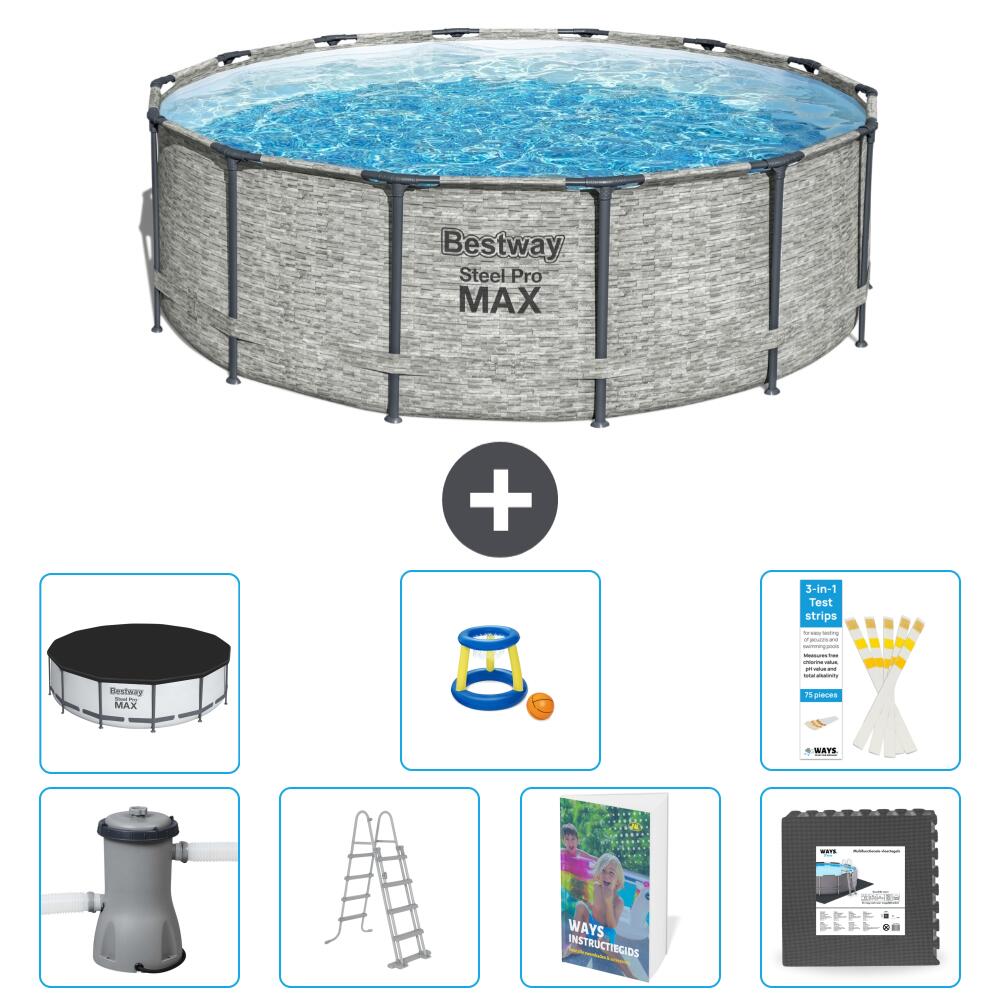 BESTWAY Basen Steel Pro MAX Okrągły - 427x122 cm - 8-częściowy S525