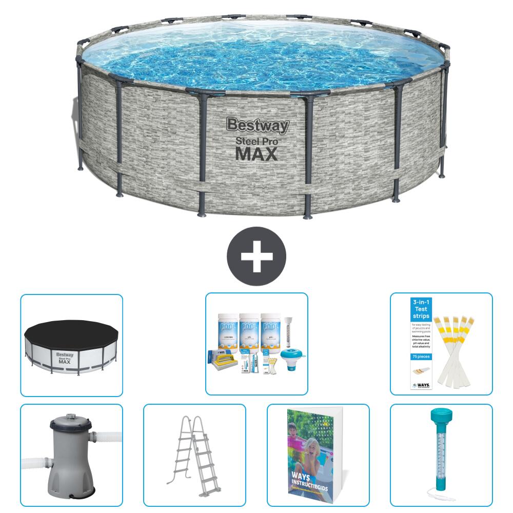 BESTWAY Basen Steel Pro MAX Okrągły - 427x122 cm - 8-częściowy S574