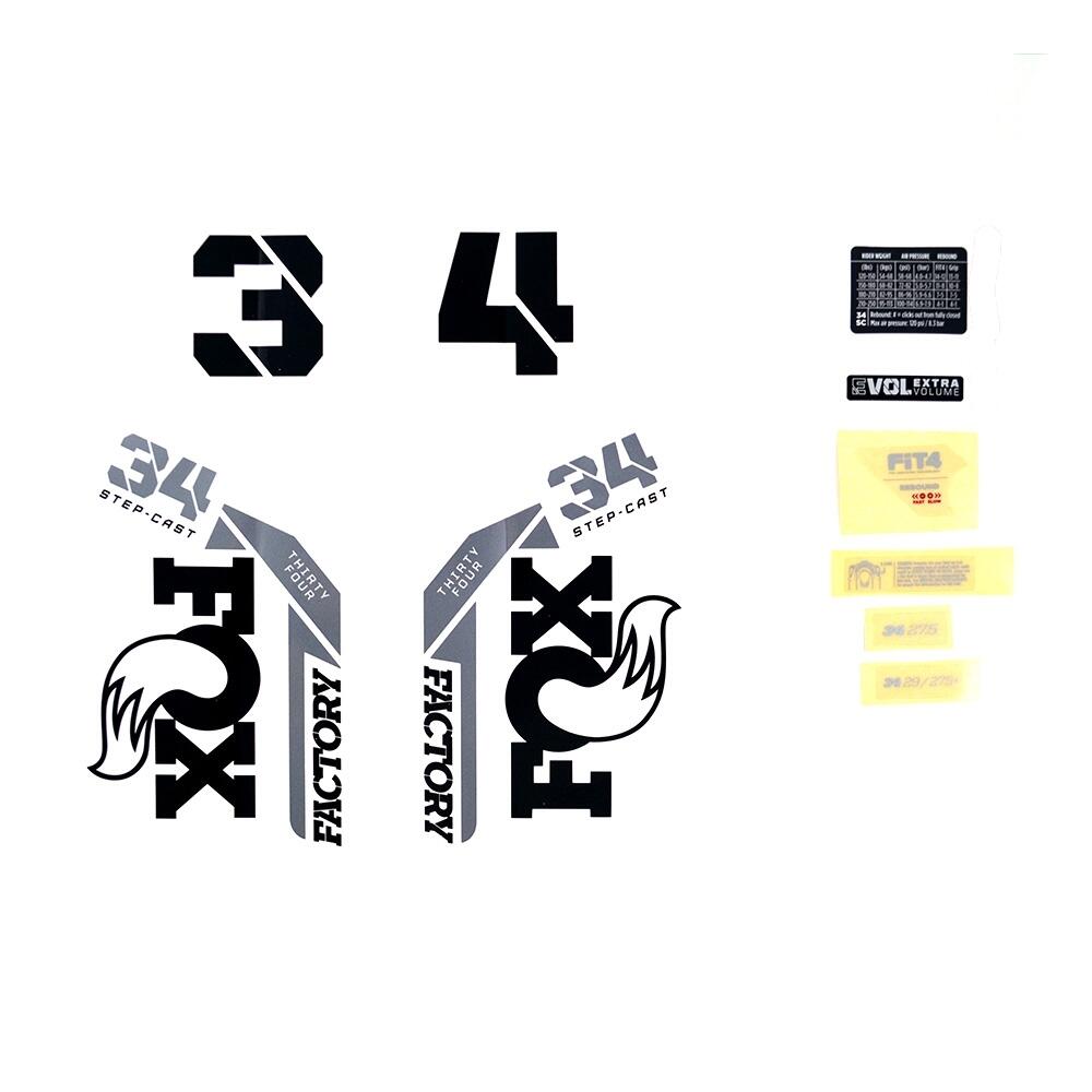 Zestaw naklejek transferowych Fox 2021, 34 SC, F-S, Logo, Fork