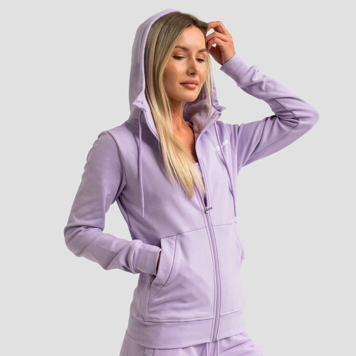 Bluza damska fitness z kapturem i zamkiem lawendowa Limitless