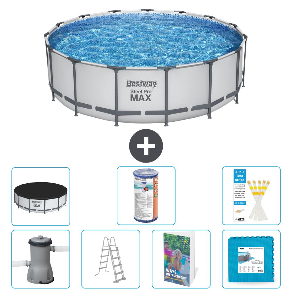 BESTWAY Basen Steel Pro MAX Okrągły - 488x122 cm - 8-częściowy S602